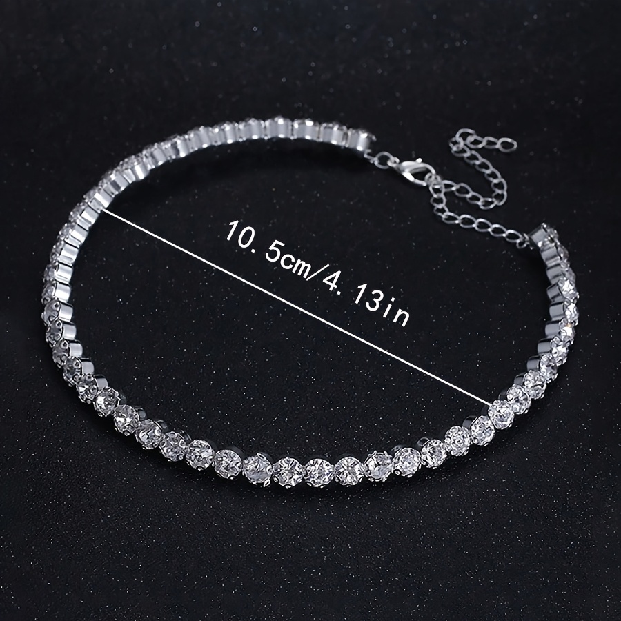 Rhinestone Round Single Row Collar Necklace for Women